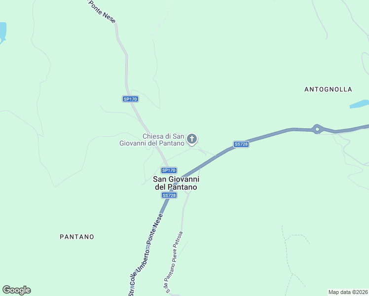 map of restaurants, bars, coffee shops, grocery stores, and more near 42 Strada San Giovanni del Pantano in San Giovanni del Pantano