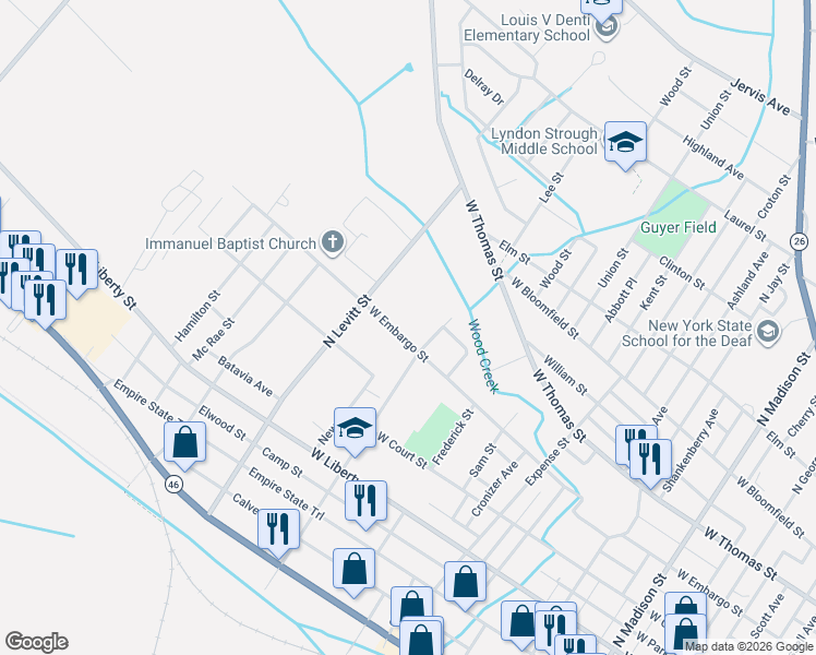 map of restaurants, bars, coffee shops, grocery stores, and more near 802 West Embargo Street in Rome