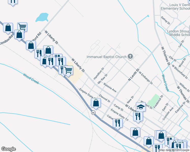 map of restaurants, bars, coffee shops, grocery stores, and more near 201 Hamilton Street in Rome