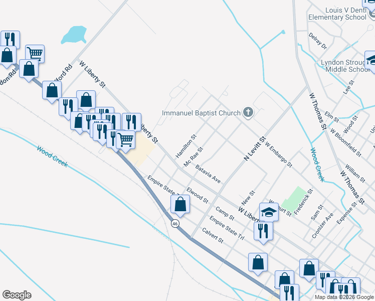 map of restaurants, bars, coffee shops, grocery stores, and more near 209 Mc Rae Street in Rome