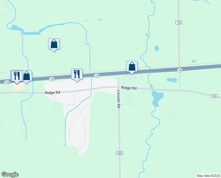 map of restaurants, bars, coffee shops, grocery stores, and more near 658 Ridge Road in Ontario