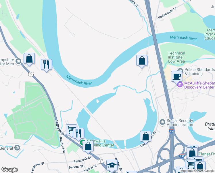 map of restaurants, bars, coffee shops, grocery stores, and more near 49 W Portsmouth St in Concord