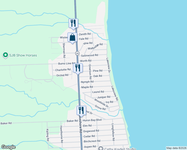 map of restaurants, bars, coffee shops, grocery stores, and more near 7322 Oak Road in Lexington
