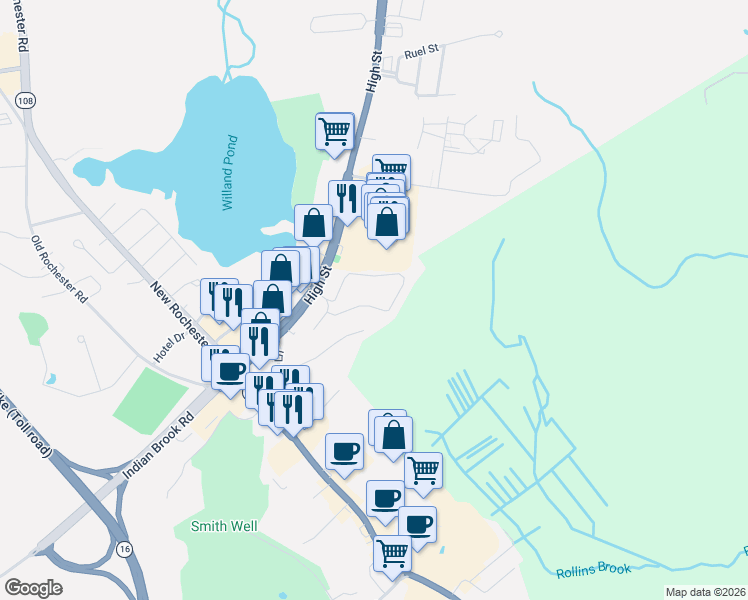 map of restaurants, bars, coffee shops, grocery stores, and more near 27 Kelwyn Drive in Dover