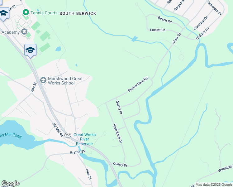 map of restaurants, bars, coffee shops, grocery stores, and more near 49 Beaver Dam Road in South Berwick