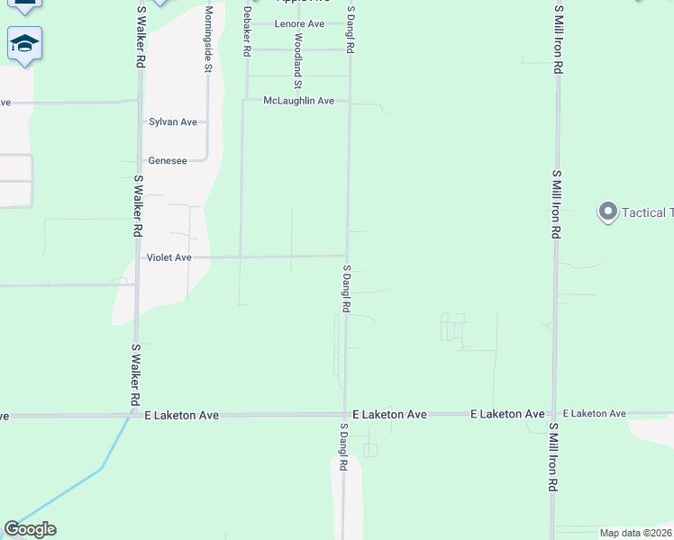 map of restaurants, bars, coffee shops, grocery stores, and more near 1574 South Dangl Road in Muskegon