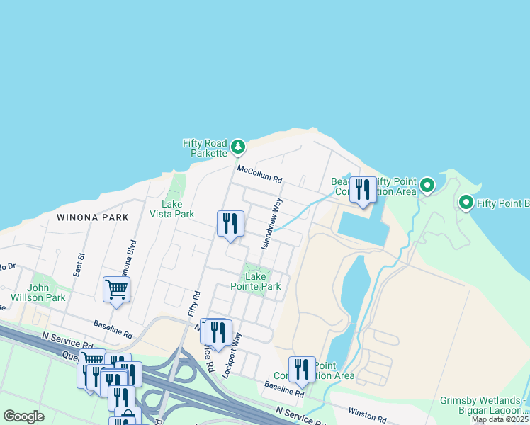 map of restaurants, bars, coffee shops, grocery stores, and more near 52 Delrosa Way in Hamilton