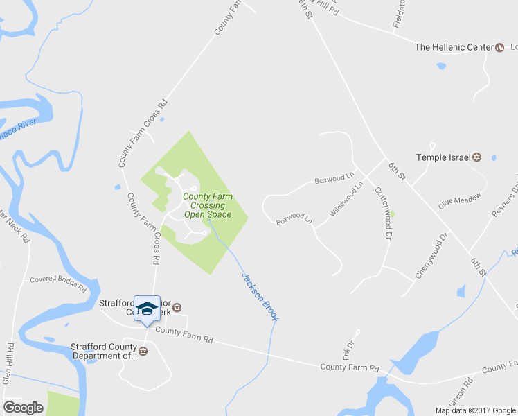 map of restaurants, bars, coffee shops, grocery stores, and more near 61 Boxwood Lane in Dover