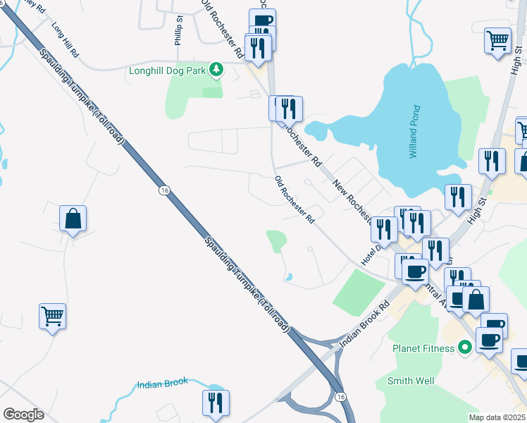 map of restaurants, bars, coffee shops, grocery stores, and more near 9 Maplewood Avenue in Dover