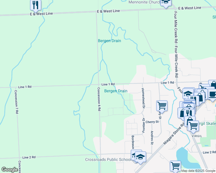 map of restaurants, bars, coffee shops, grocery stores, and more near 419 Line 1 Road in Niagara-on-the-Lake