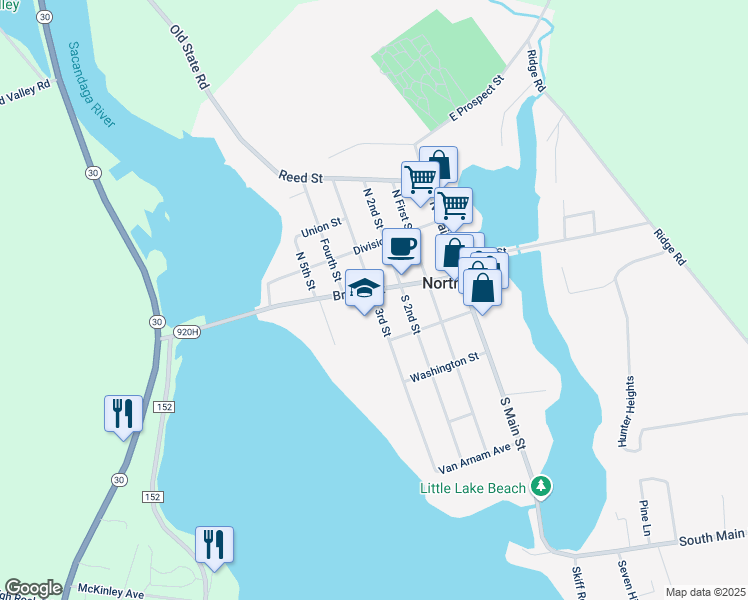 map of restaurants, bars, coffee shops, grocery stores, and more near 311 Bridge Street in Northville
