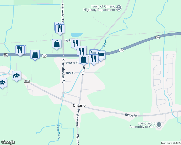 map of restaurants, bars, coffee shops, grocery stores, and more near 2059 Community Lane in Ontario