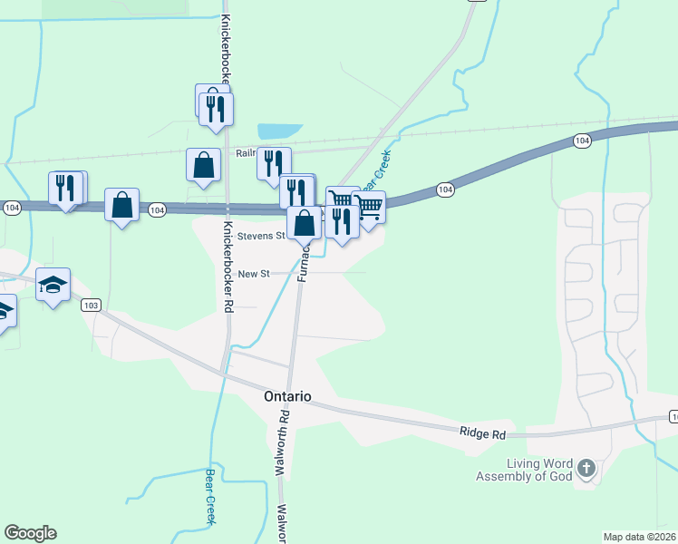 map of restaurants, bars, coffee shops, grocery stores, and more near 2059 Community Lane in Ontario