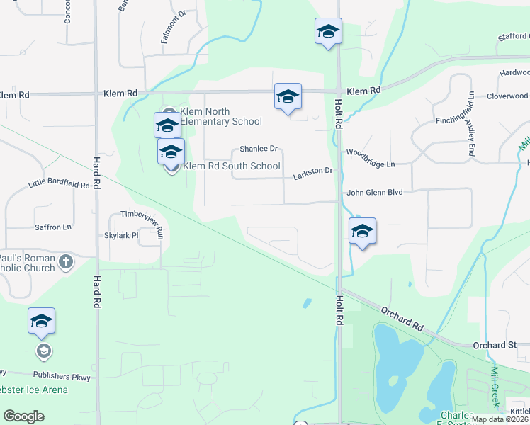 map of restaurants, bars, coffee shops, grocery stores, and more near 1073 Hrezent View Ln in Webster