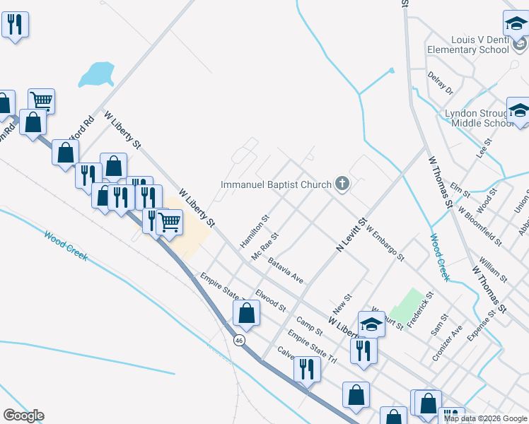 map of restaurants, bars, coffee shops, grocery stores, and more near 305 Hamilton Street in Rome