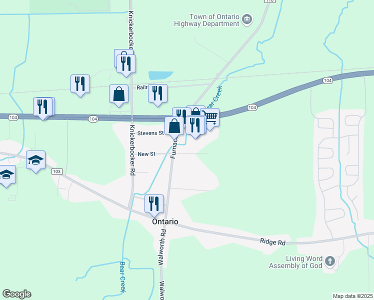 map of restaurants, bars, coffee shops, grocery stores, and more near 2059 Community Lane in Ontario