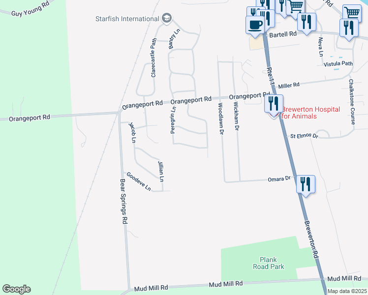 map of restaurants, bars, coffee shops, grocery stores, and more near 5364 Ledge Stone Lane in Brewerton