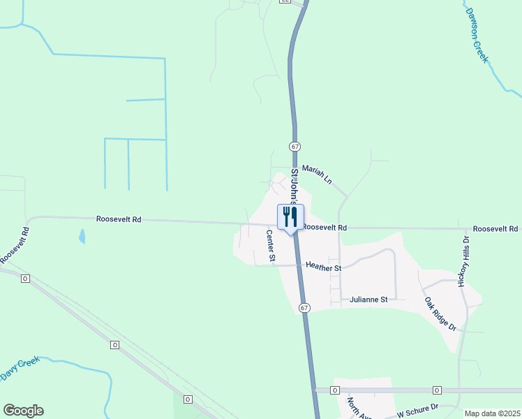 map of restaurants, bars, coffee shops, grocery stores, and more near W2530 Roosevelt Road in Ixonia