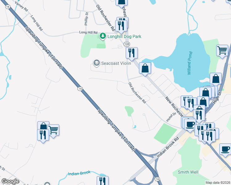 map of restaurants, bars, coffee shops, grocery stores, and more near 22 Maplewood Avenue in Dover