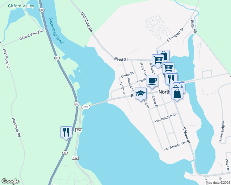 map of restaurants, bars, coffee shops, grocery stores, and more near 622 Division Street in Northville