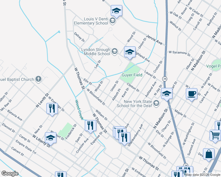 map of restaurants, bars, coffee shops, grocery stores, and more near 705 Union Street in Rome