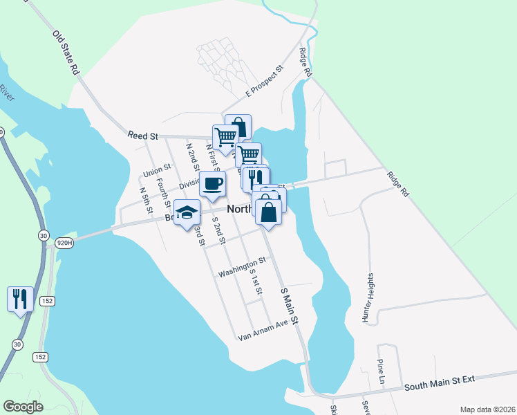 map of restaurants, bars, coffee shops, grocery stores, and more near in Northville