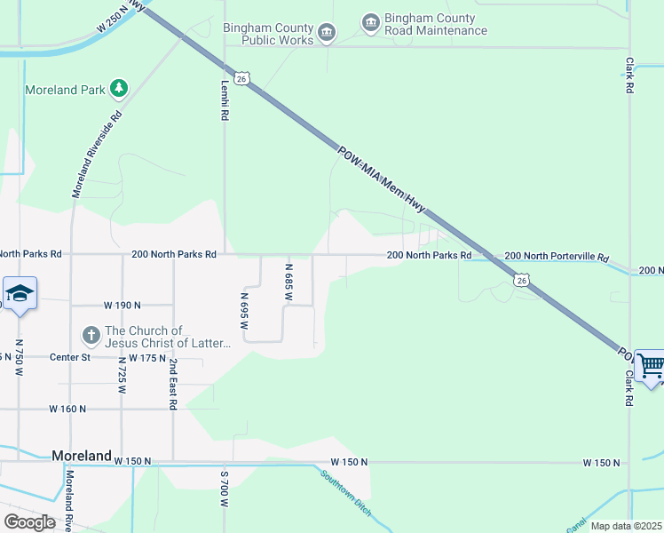 map of restaurants, bars, coffee shops, grocery stores, and more near 673 West 200 North in Blackfoot