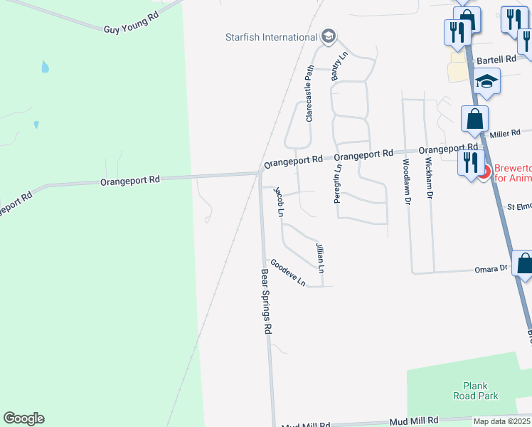 map of restaurants, bars, coffee shops, grocery stores, and more near 9488 Bear Springs Road in Brewerton
