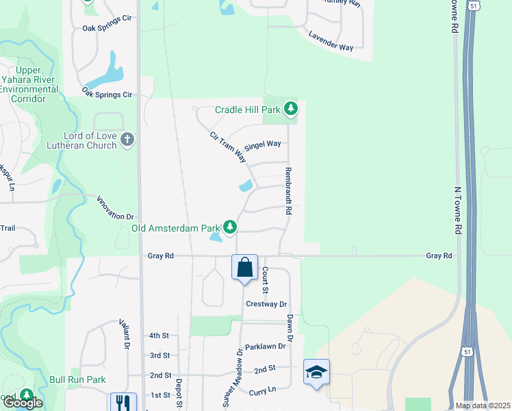 map of restaurants, bars, coffee shops, grocery stores, and more near 4399 Low Countries Road in DeForest