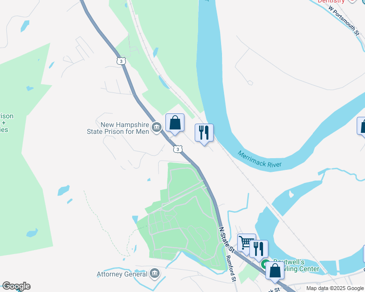 map of restaurants, bars, coffee shops, grocery stores, and more near 268 North State Street in Concord