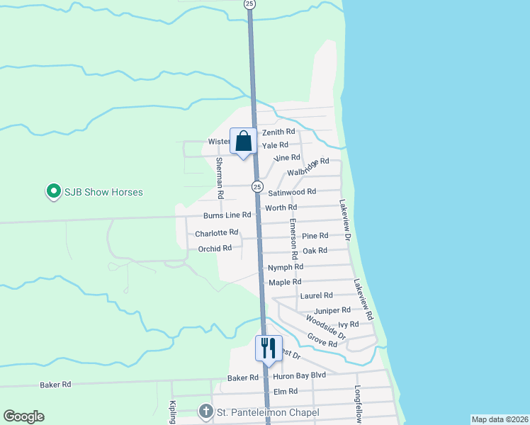 map of restaurants, bars, coffee shops, grocery stores, and more near 7020 Lakeshore Road in Lexington