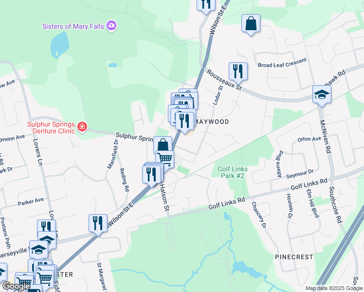map of restaurants, bars, coffee shops, grocery stores, and more near 11 Church Street in Hamilton