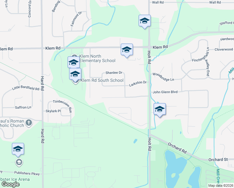 map of restaurants, bars, coffee shops, grocery stores, and more near 1073 Hrezent View Lane in Webster