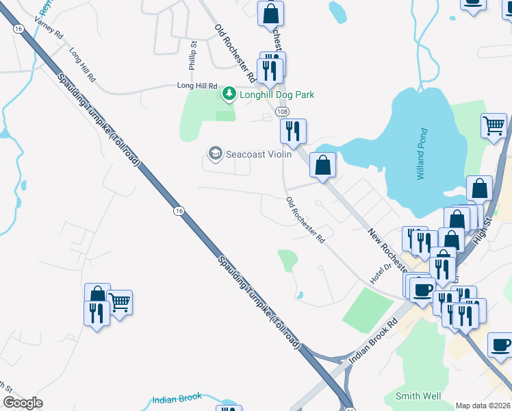 map of restaurants, bars, coffee shops, grocery stores, and more near 22 Maplewood Avenue in Dover