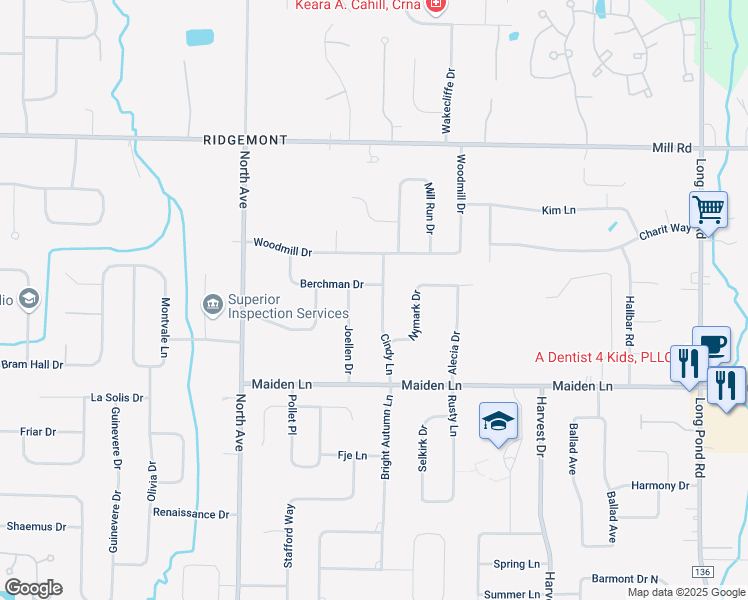 map of restaurants, bars, coffee shops, grocery stores, and more near 122 Cindy Lane in Rochester