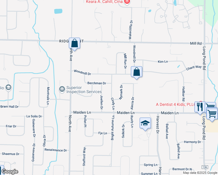 map of restaurants, bars, coffee shops, grocery stores, and more near 122 Cindy Lane in Rochester