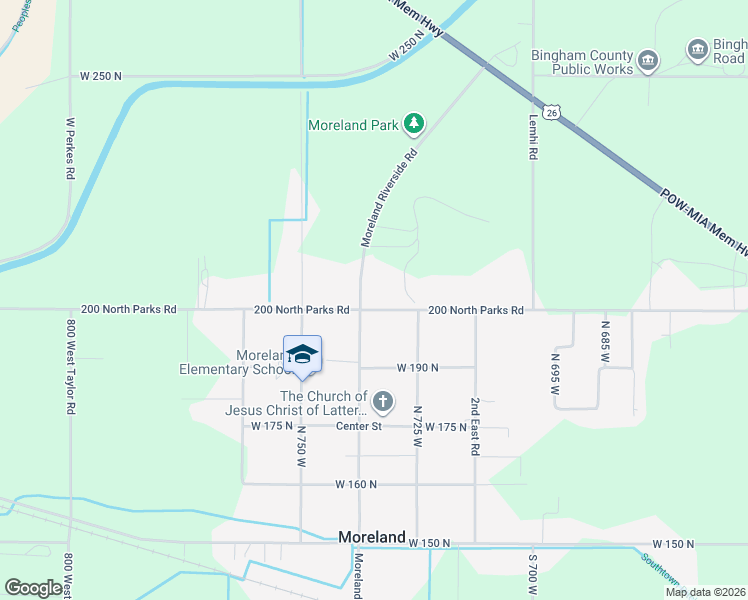 map of restaurants, bars, coffee shops, grocery stores, and more near 207 North 740 West in Blackfoot