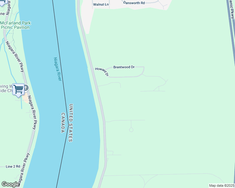 map of restaurants, bars, coffee shops, grocery stores, and more near 3845 River Road in Youngstown