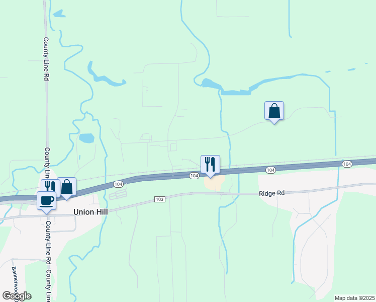 map of restaurants, bars, coffee shops, grocery stores, and more near 317 Route 104 in Ontario
