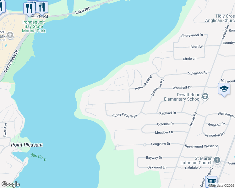 map of restaurants, bars, coffee shops, grocery stores, and more near 756 Admiralty Way in Webster