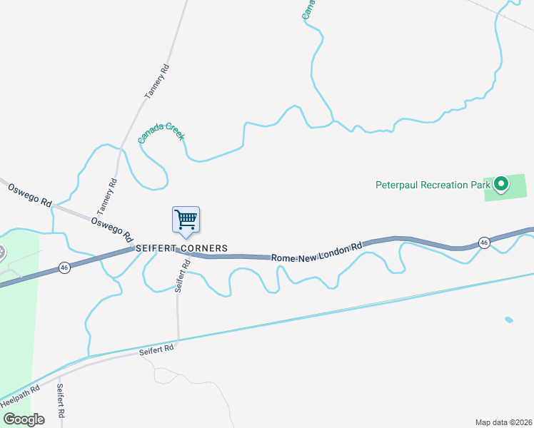 map of restaurants, bars, coffee shops, grocery stores, and more near 5509-5729 Rome-New London Road in Rome