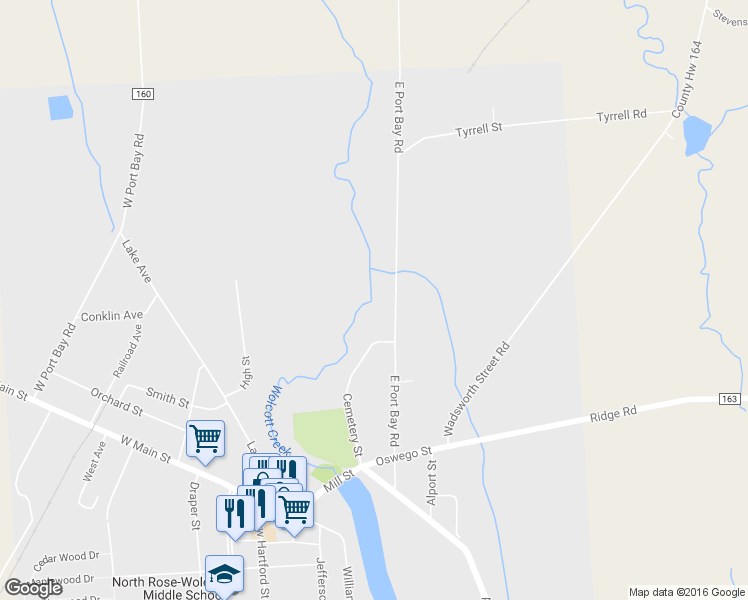 map of restaurants, bars, coffee shops, grocery stores, and more near 6219 East Port Bay Road in Wolcott