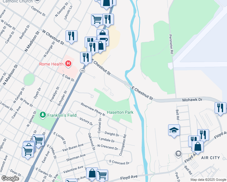 map of restaurants, bars, coffee shops, grocery stores, and more near 126 Urbandale Parkway in Rome
