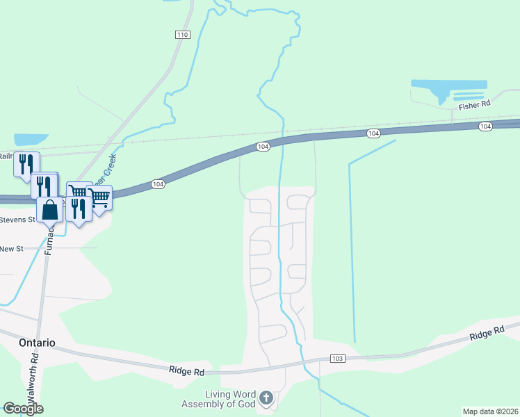 map of restaurants, bars, coffee shops, grocery stores, and more near 133 Winesap Lane in Ontario