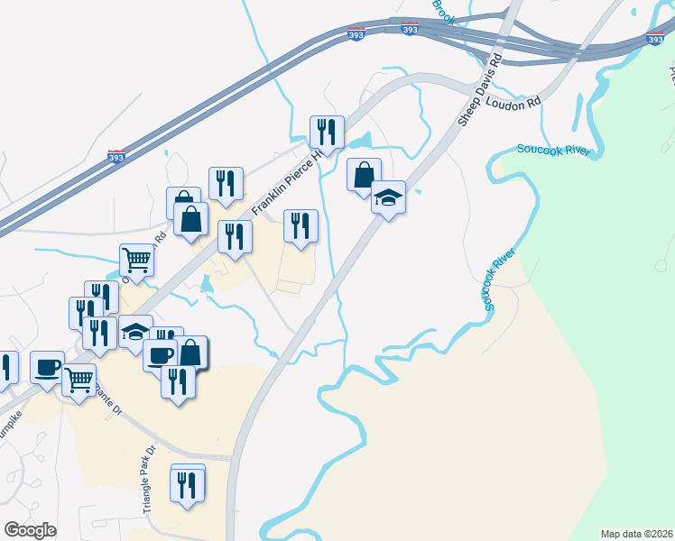 map of restaurants, bars, coffee shops, grocery stores, and more near 303 Sheep Davis Road in Concord