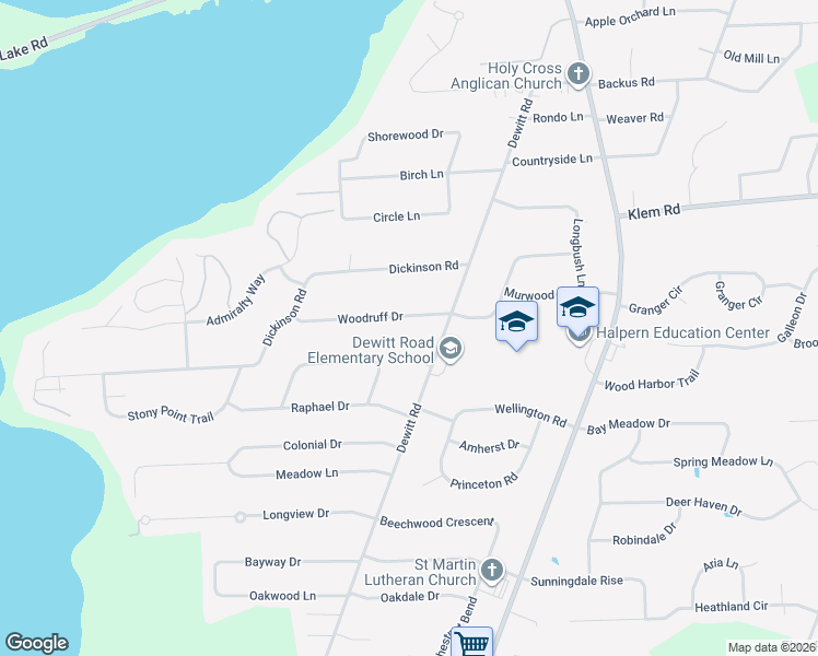 map of restaurants, bars, coffee shops, grocery stores, and more near 297 Woodruff Dr in Webster
