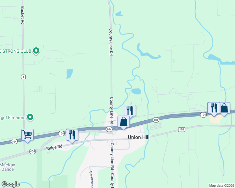 map of restaurants, bars, coffee shops, grocery stores, and more near 6296 County Line Road in Ontario