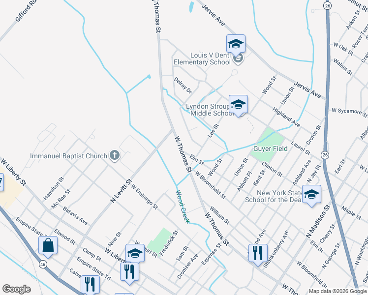 map of restaurants, bars, coffee shops, grocery stores, and more near 1006 Elm Street in Rome