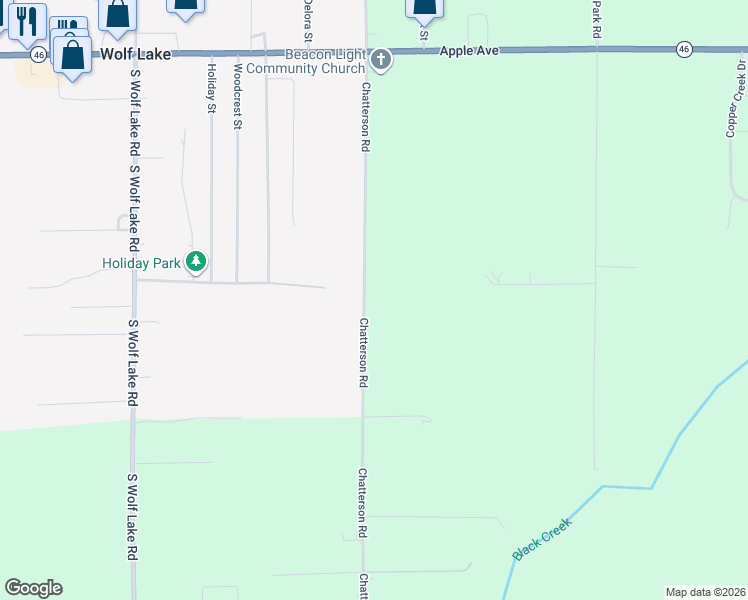 map of restaurants, bars, coffee shops, grocery stores, and more near 1424 Chatterson Road in Muskegon
