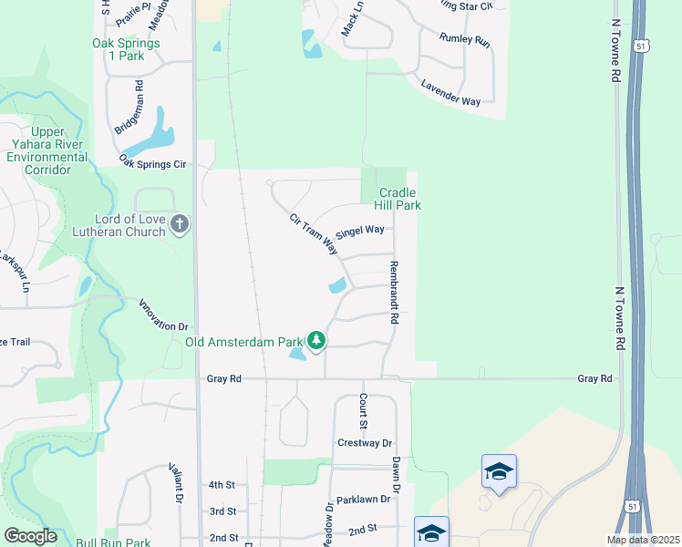 map of restaurants, bars, coffee shops, grocery stores, and more near 69271 Circle Tram Way in DeForest